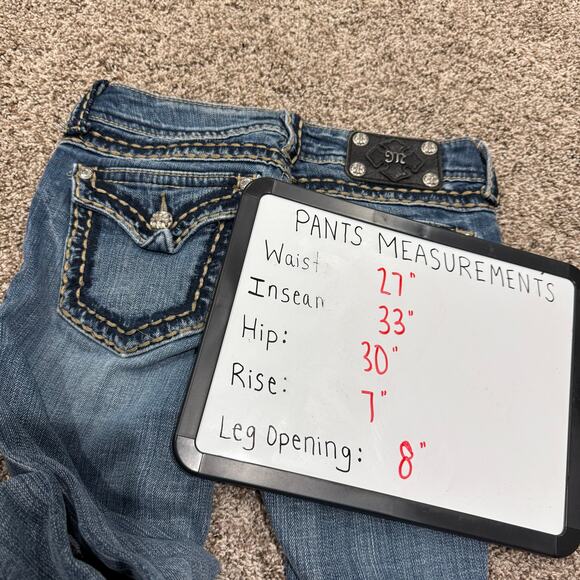 Vintage y2k Women's Low Rise Miss Me Blue Denim Bootcut Jeans Sz 26 JP5014-6 - Picture 9 of 9